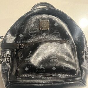 MCM Black Monogram Backpack